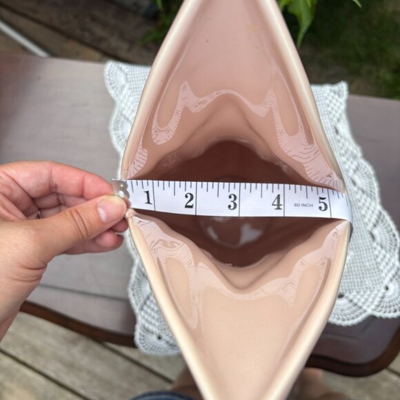 Vintage Pastel Pink Ceramic Leaf Vase Large Sculptural Retro Pottery Home Decor - Picture 14 of 14